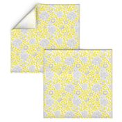 Gray and Yellow Retro Floral Damask