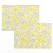 Gray and Yellow Retro Floral Damask