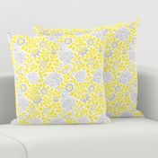 Gray and Yellow Retro Floral Damask