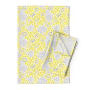 Gray and Yellow Retro Floral Damask