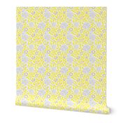 Gray and Yellow Retro Floral Damask