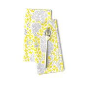 Gray and Yellow Retro Floral Damask