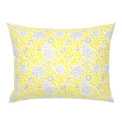 Gray and Yellow Retro Floral Damask