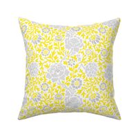 Gray and Yellow Retro Floral Damask