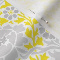 Gray and Yellow Retro Floral Damask