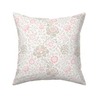 Light Pink and Linen Retro Floral Damask