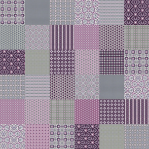 Lavender Garden Stitched Cheater Quilt - 6" Squares