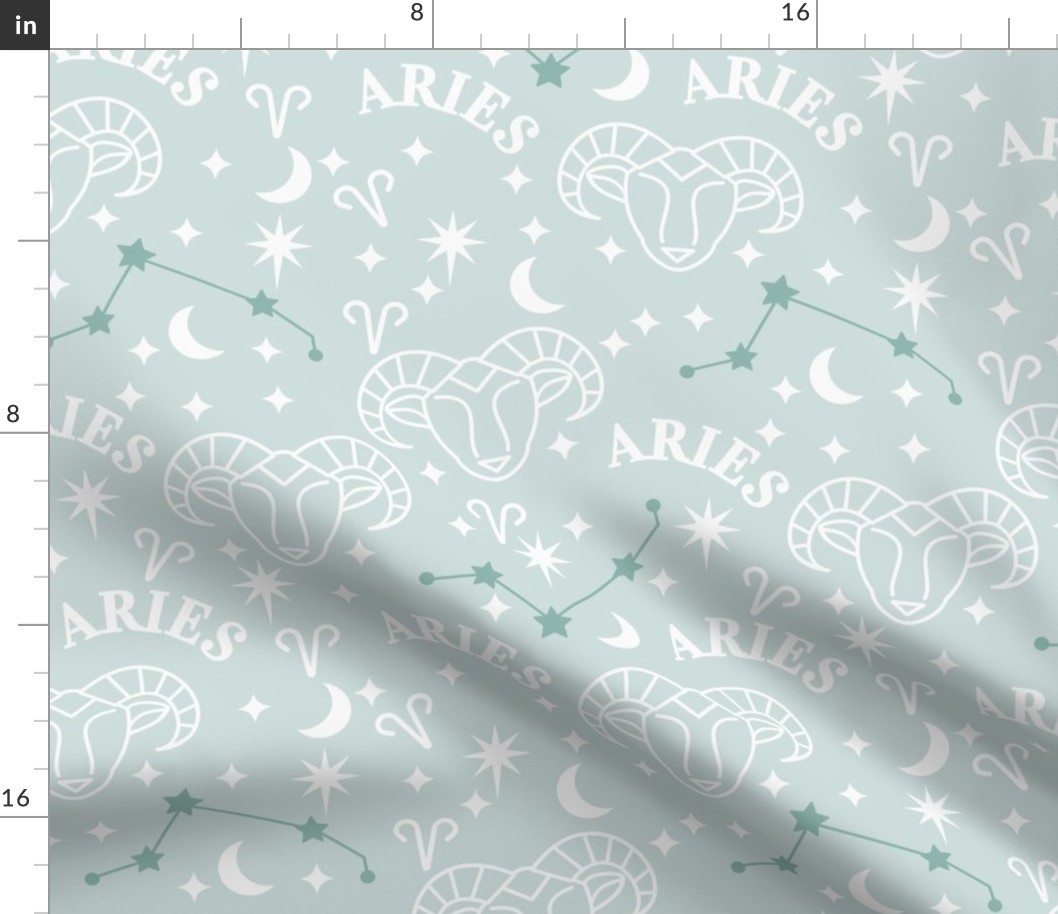 Aries Ram Zodiac Sign in Pale Blue