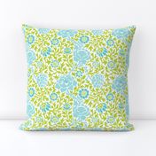 Apple Green and Turquoise Retro Floral Damask