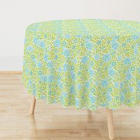 Apple Green and Turquoise Retro Floral Damask