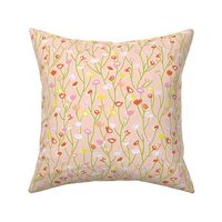 Wildflower Floral Wonder Original Illustration Peach Green Yellow Pink