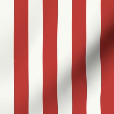 M - 1" Red and white Vertical Cabana Nautical Stripes - Circus