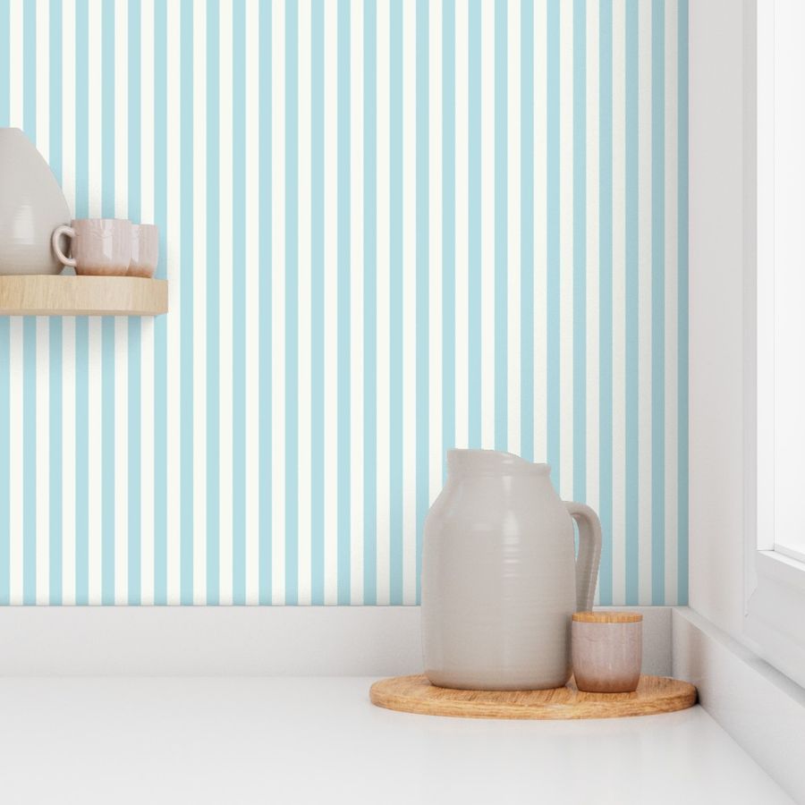 S - Half inch - Aqua and white Vertical Cabana Nautical Stripes