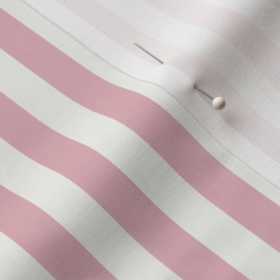 S - Half inch - Light Pink and white Vertical Cabana Nautical Stripes