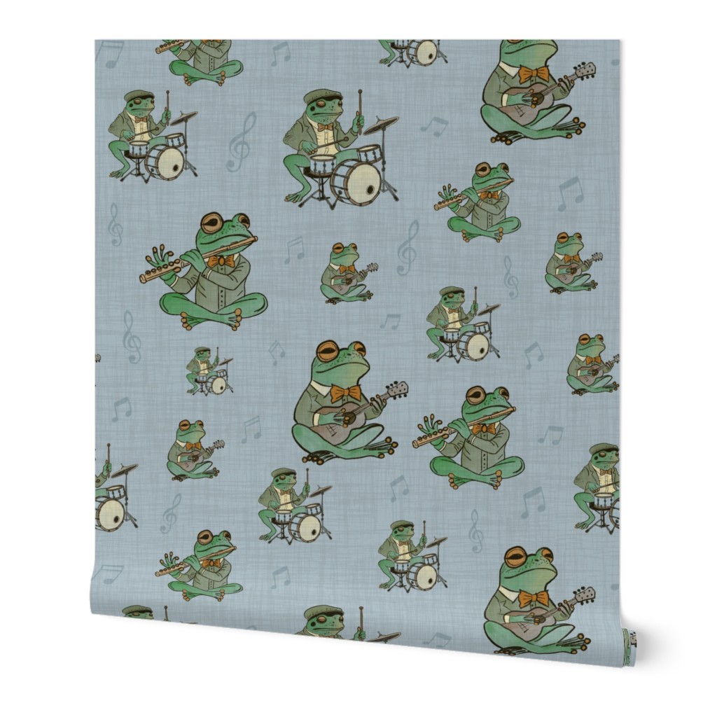 Cute Funny Frogs Playing Musical Instruments - Hand Drawn - Muted Notes (L)