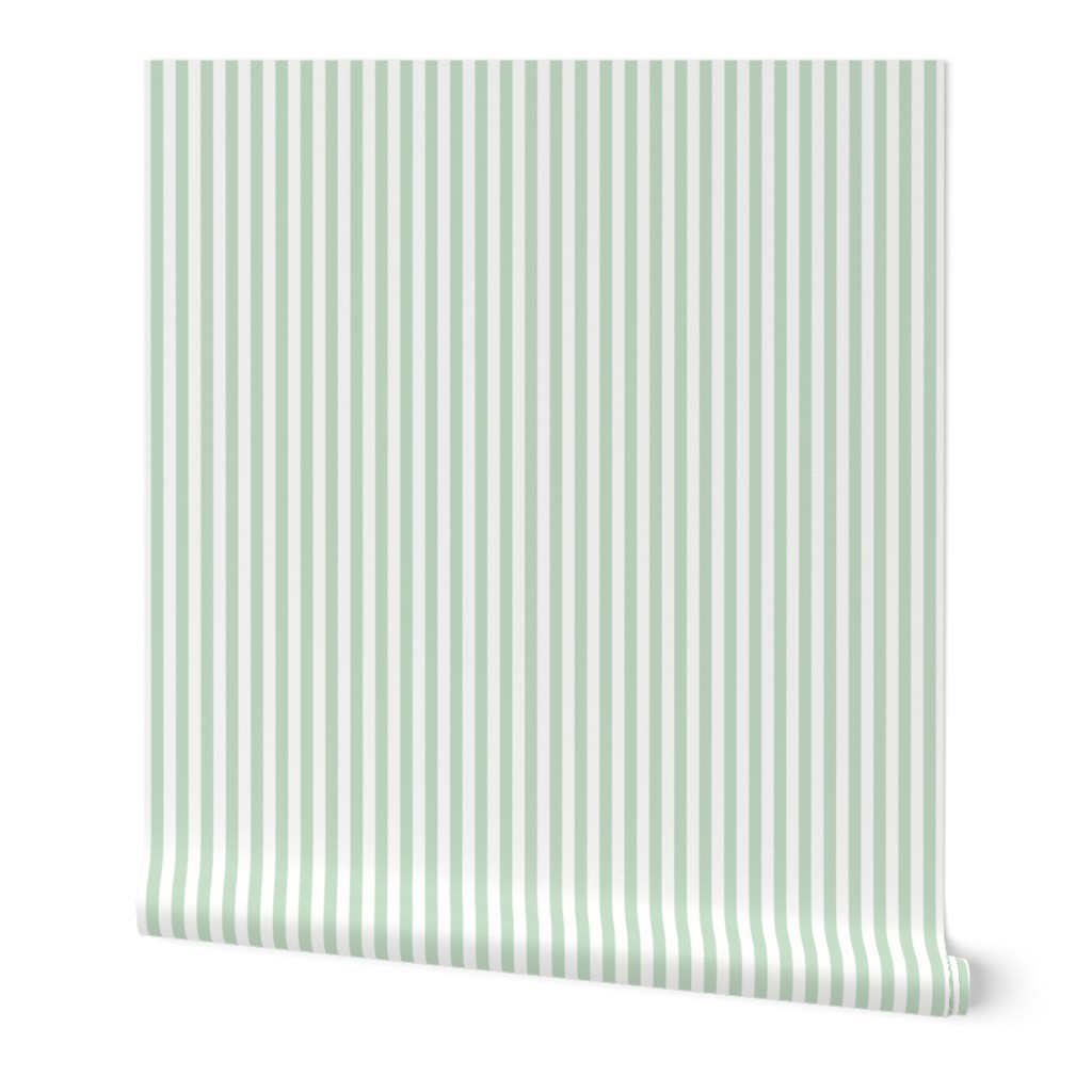 3/8" Fresh Green & White Vertical Stripe: Candy Stripe, Basic Stripe, Cabana Stripe, Awning Stripe