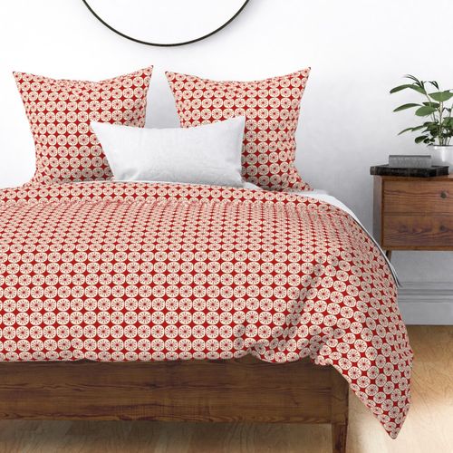 Atomic Dots Mid Century Modern Red and Cream Pattern 2