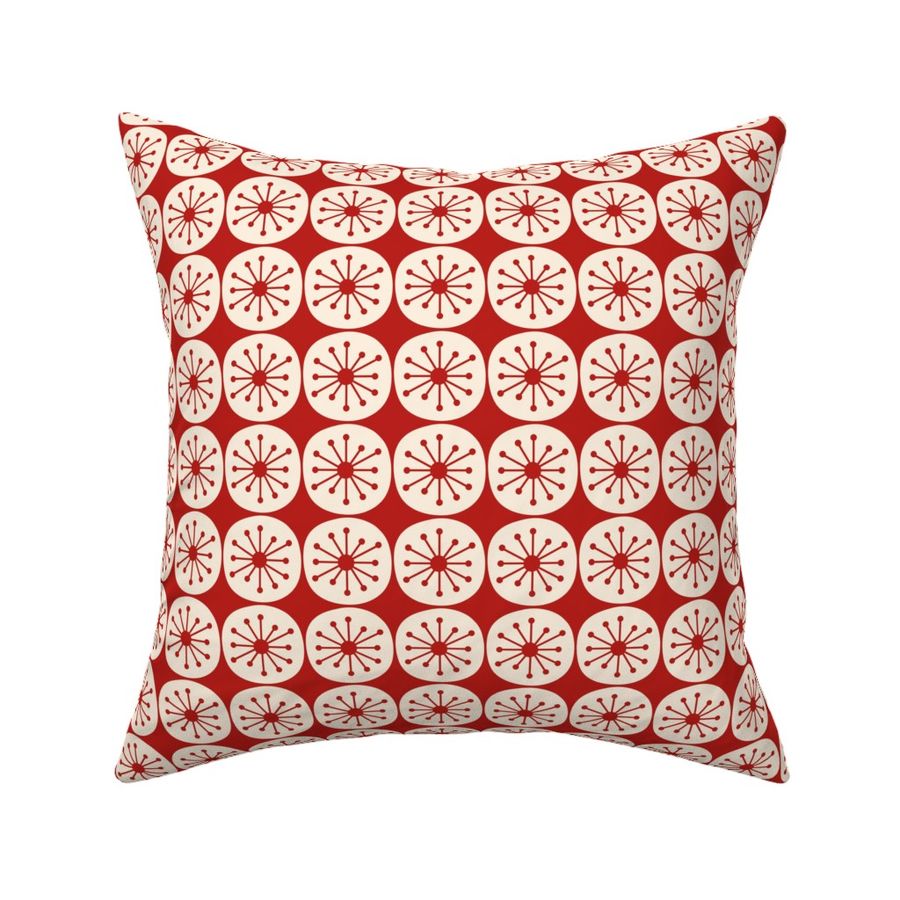 Atomic Dots Mid Century Modern Red and Cream Pattern 2