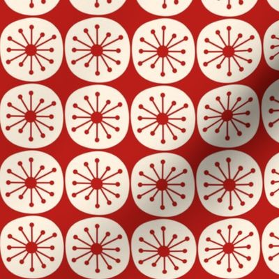 Atomic Dots Mid Century Modern Red and Cream Pattern 2