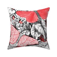 Moth Ridden Botanical ~ Red, Black & White and Tight