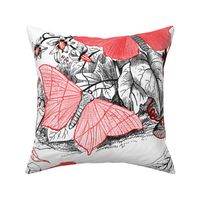 Moth Ridden Botanical ~ Red, Black & White