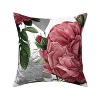 Redoute' Roses ~ Pink and Grey