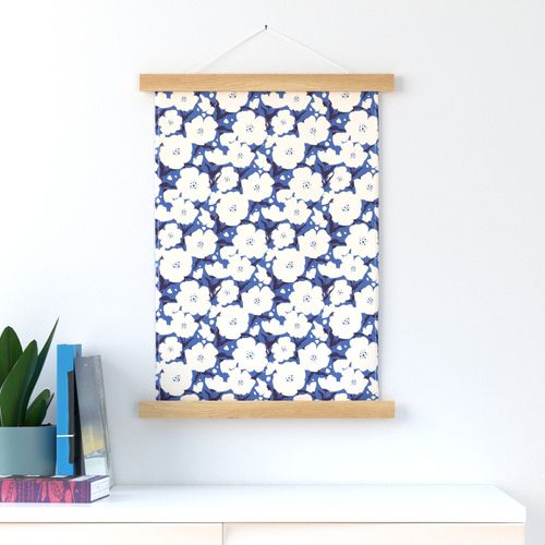 Fun Modern & Simple flowers shapes blue indigo. Small