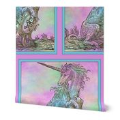 16th Century Unicorn Rainbows Framed - Pillow