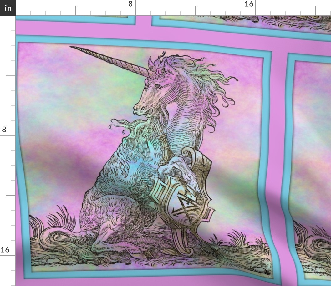 16th Century Unicorn Rainbows Framed - Pillow