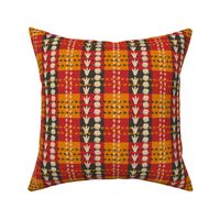 Dino Footprint Tartan Plaid Red Orange- Small Print