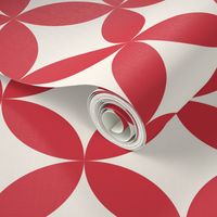 Retro geometric circular petals in rust red and cream white