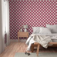 Retro geometric circular petals in rosewood red maroon and cream white