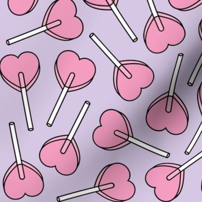 Lollipop Pattern - Pink Lollipops - Heart Lollipops - Large