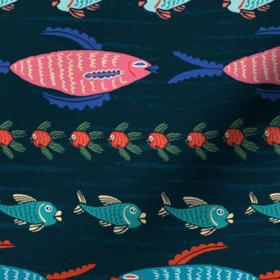 Silly Fish - Bright Pink & Blue & Orange & Red & Green & Teal