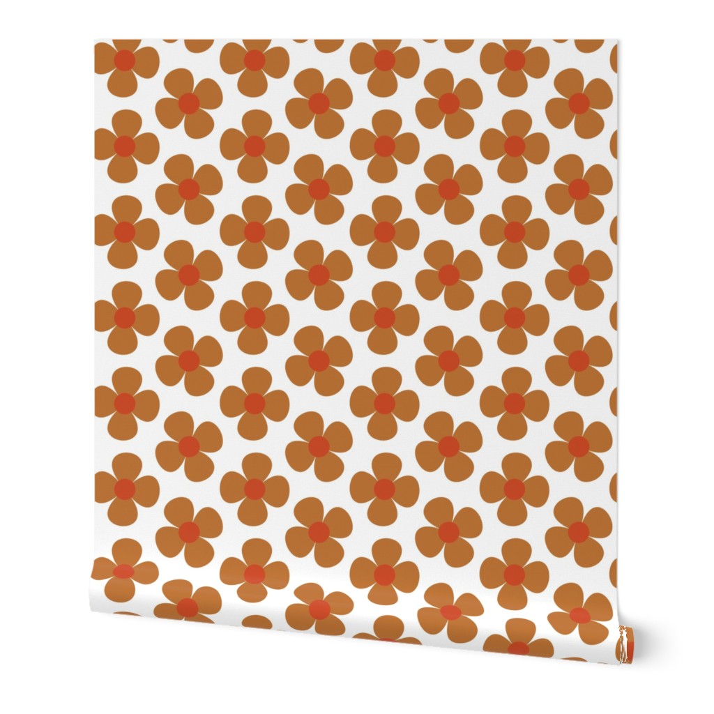 Buttercup Floral Geometric Design with Tan floral and Deep Orange Centre