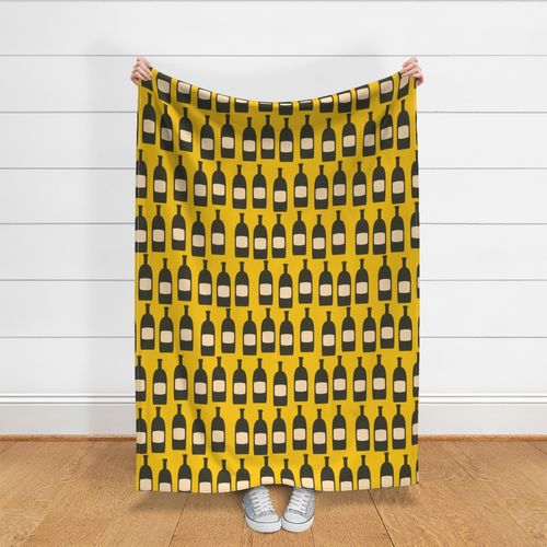 Bold-black-and-white-retro-bottles-in-horizontal-lines-on-vintage-1960s-yellow---XL-jumbo