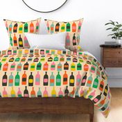 Bold-retro-colourful-bottles-in-horizontal-lines-on-vintage-beige-white---XL-jumbo