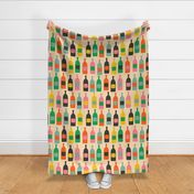 Bold-retro-colourful-bottles-in-horizontal-lines-on-vintage-beige-white---XL-jumbo