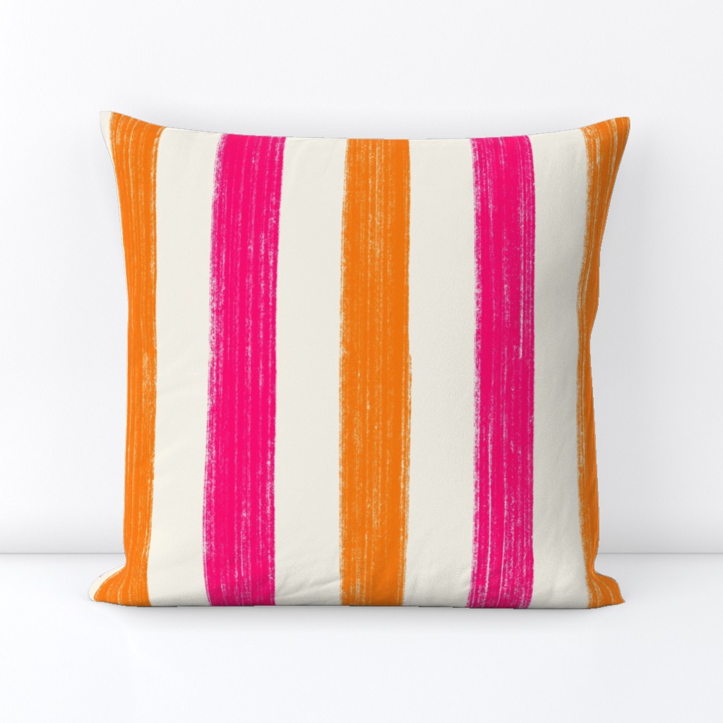 Scratchy Stripes ✦ Hot Pink & Neon Pumpkin Orange Brush Stroke Lines