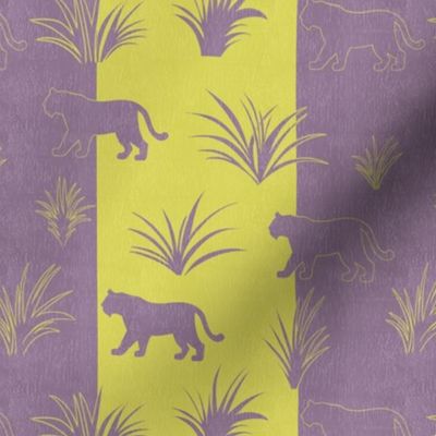 A Textured Tiger Silhouette - Purple - yellow ( Small )