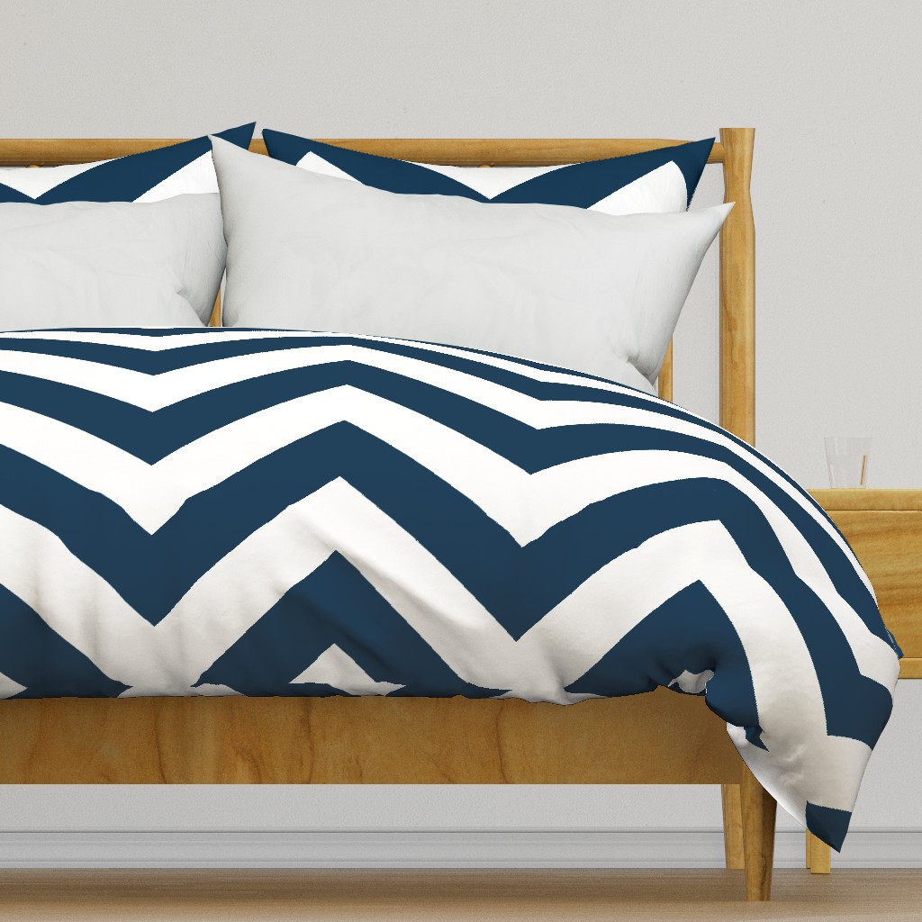 Large scale Navy and White Chevron 