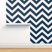 Large scale Navy and White Chevron 