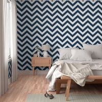 Large scale Navy and White Chevron 