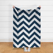 Large scale Navy and White Chevron 