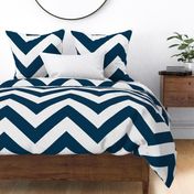 Large scale Navy and White Chevron 