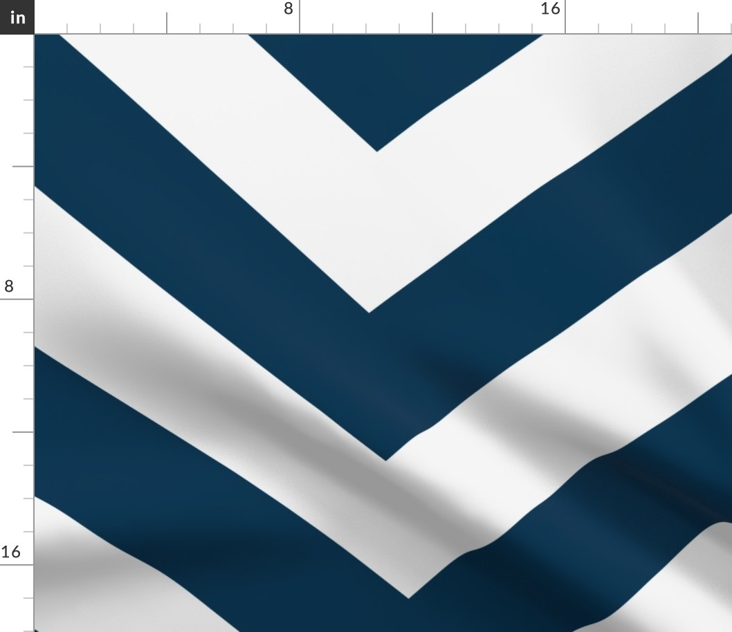 Large scale Navy and White Chevron 