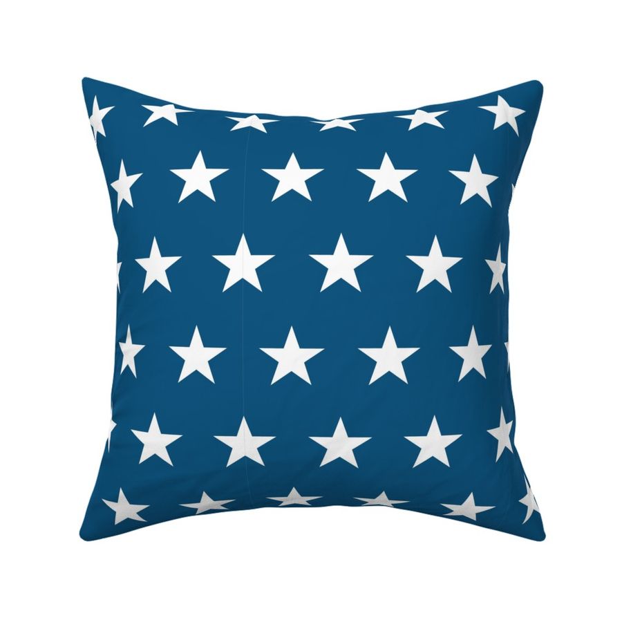 Large White Stars on Dark Blue - Retro Modern - Celestial Event - Blue and White