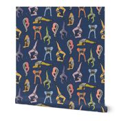 Colorful Contortionists (blue smaller - half drop)fun circus design