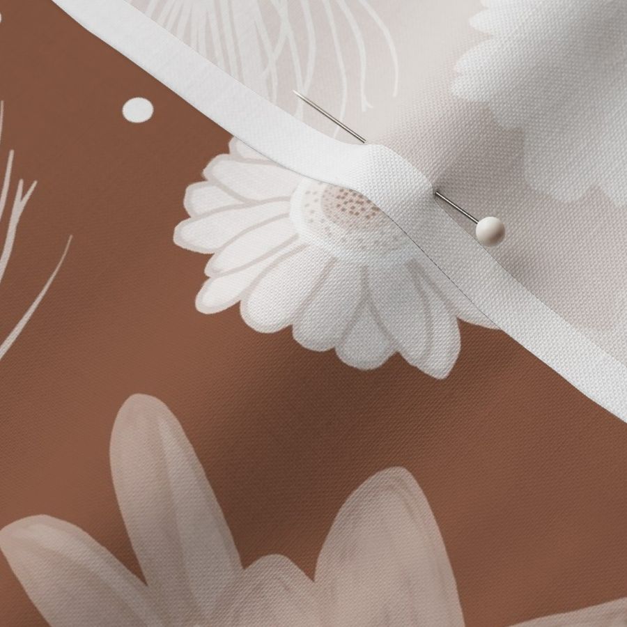 Elegant Bohemian Meadow - Gossamer White Toile on Chocolate Brown