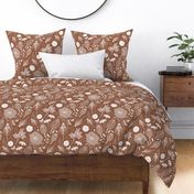 Elegant Bohemian Meadow - Gossamer White Toile on Chocolate Brown